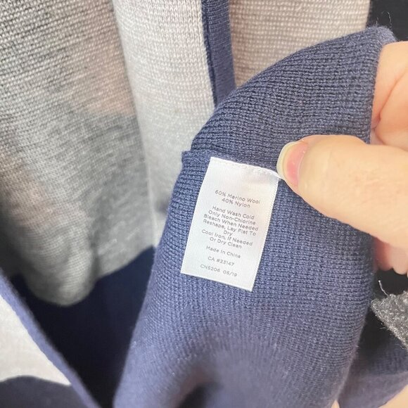 Talbots Womens Merino Wool Blend Colorblock Open Cardigan Sweater Navy & Gray Si - Picture 3 of 4